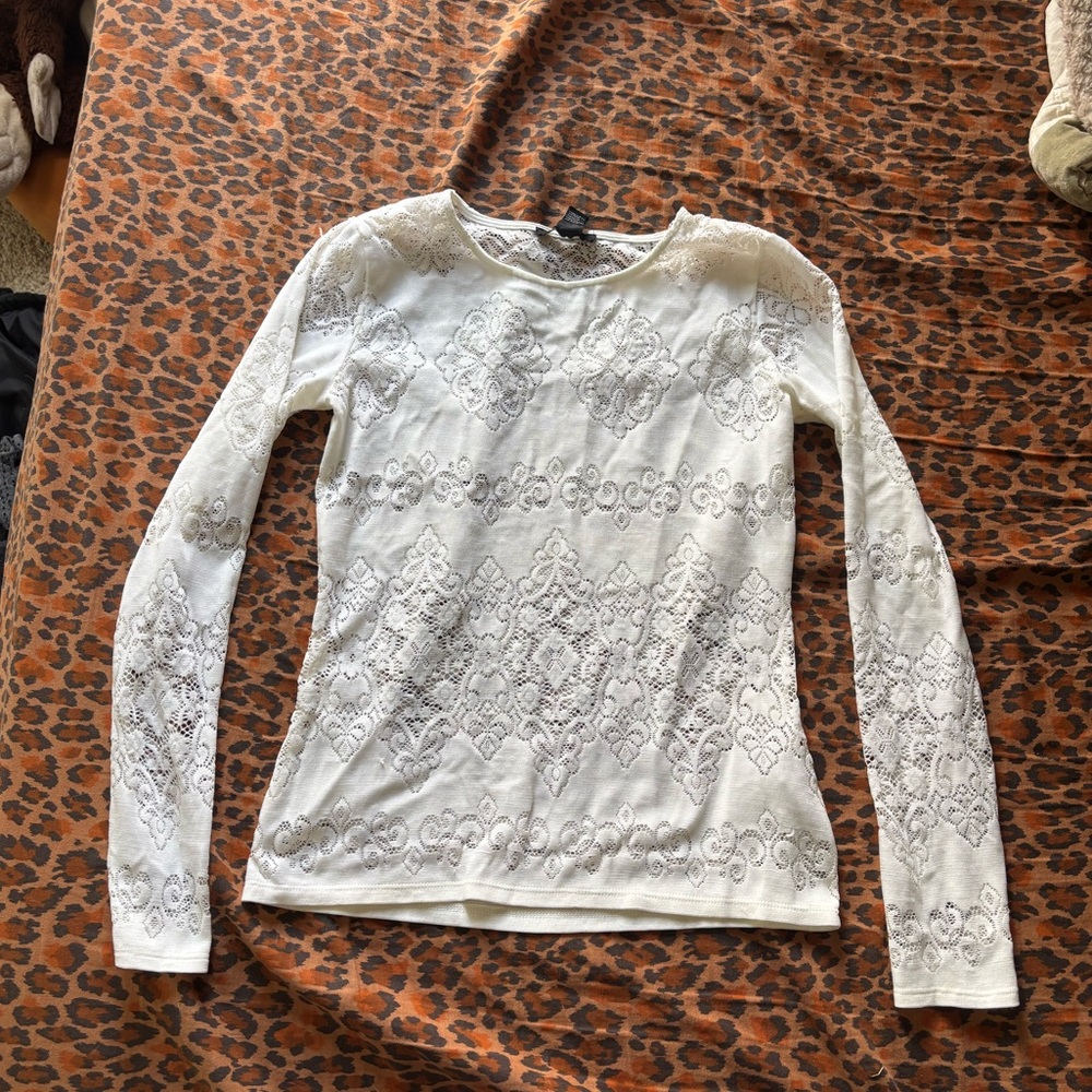 Forever 21 White Lace Detail Top